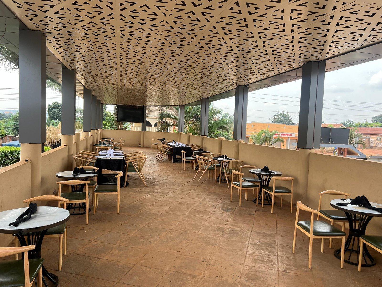 Lavanda Hotel rooftop terrace overlooking Kampala